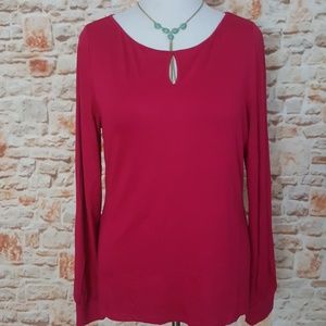 New Talbots Keyhole Long Sleeve Top